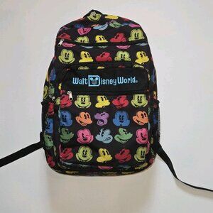 Authentic Disney Parks Mickey Mouse Black Multicolor Silhouette Large Backpack L